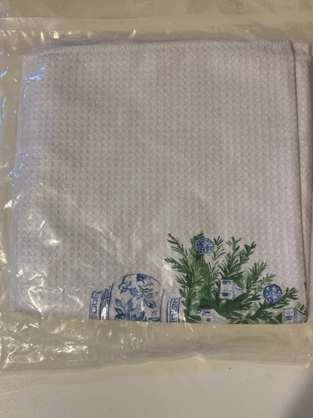Kitchen Floral Blue & White Decorative Tea Towel - Unbranded